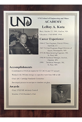 Leroy Kuta plaque