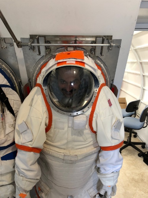 Dr. Takakolian in an space suit